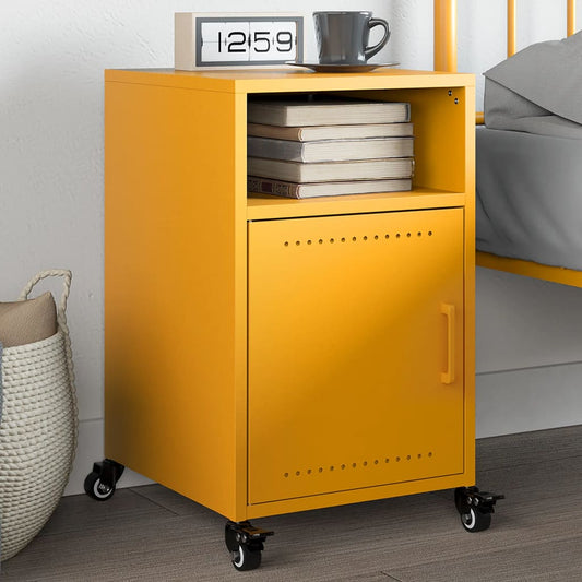 Bedside table mustard yellow 36x39x59 cm steel