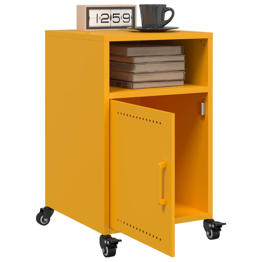 Tables de chevet 2 pcs. Jaune moutarde 36x39x59 cm en acier