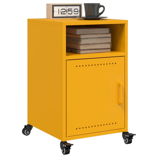 Tables de chevet 2 pcs. Jaune moutarde 36x39x59 cm en acier