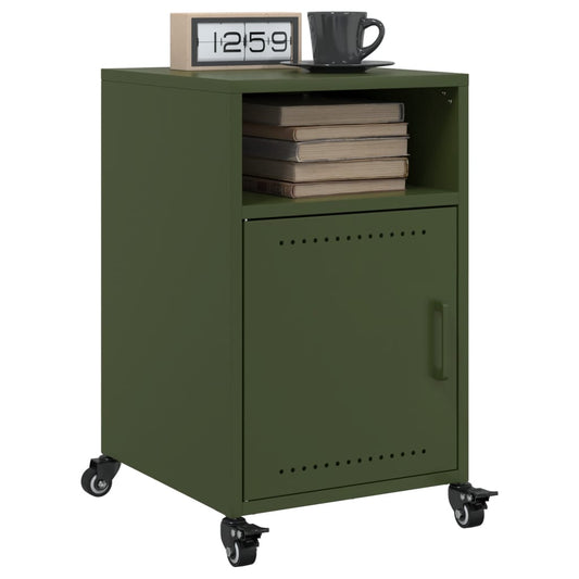 Bedside tables 2 pcs. Olive green 36x39x59 cm steel