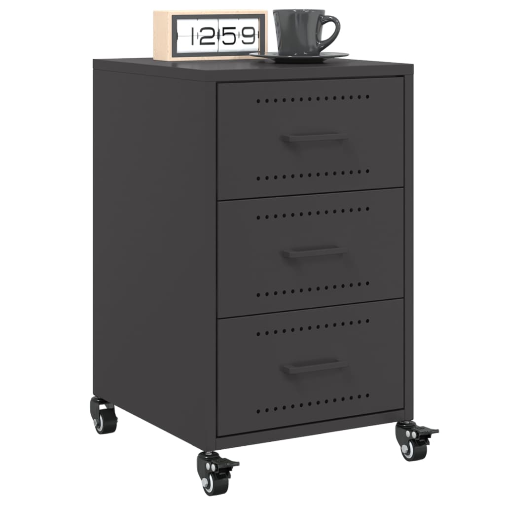 Bedside Table Black 36x39x59 cm Steel