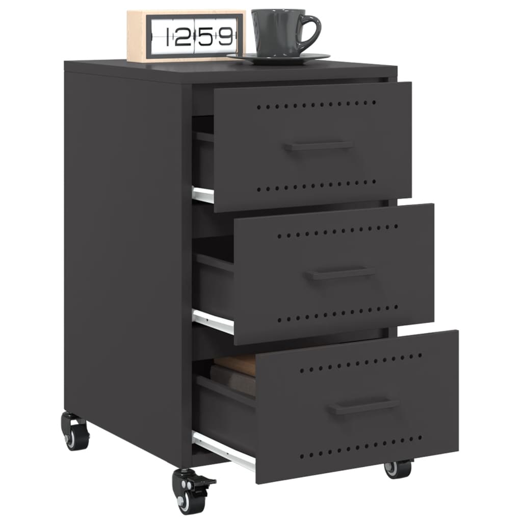 Bedside Table Black 36x39x59 cm Steel