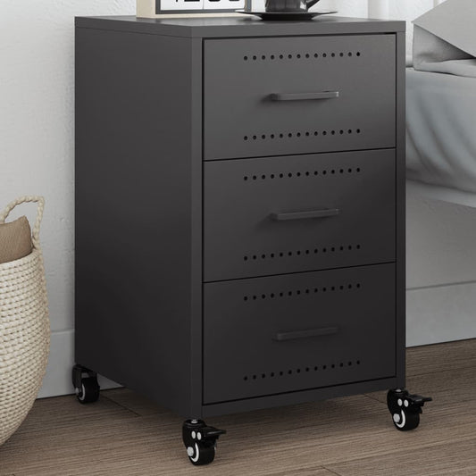 Bedside Table Black 36x39x59 cm Steel