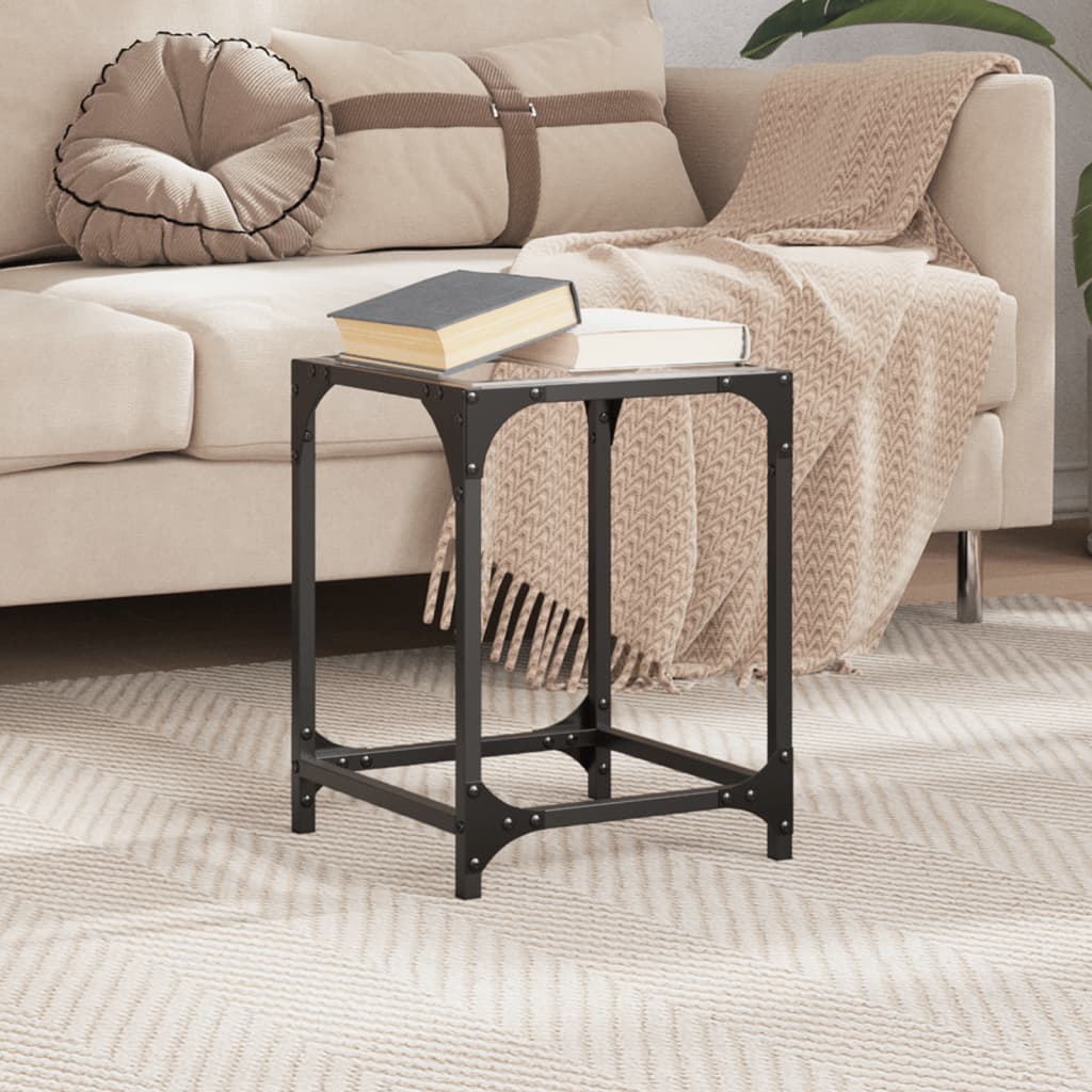 Table basse avec plateau en verre transparent 30x30x40 cm en acier