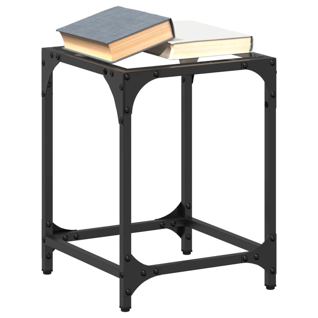Table basse avec plateau en verre transparent 30x30x40 cm en acier