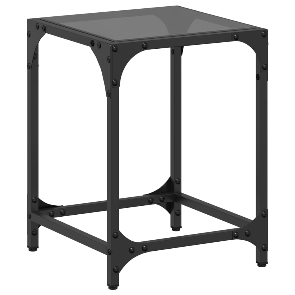 Table basse avec plateau en verre noir 30x30x40 cm en acier