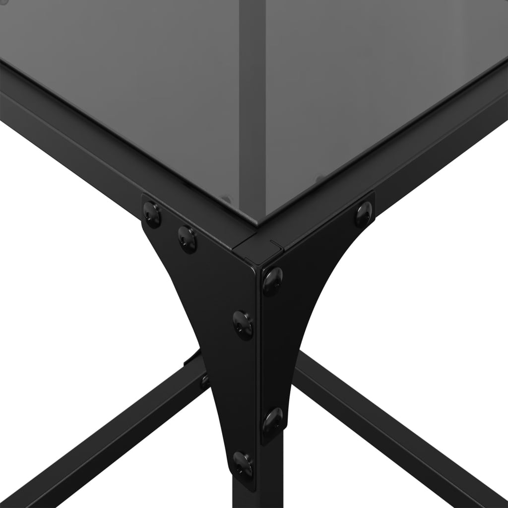 Table basse avec plateau en verre noir 30x30x40 cm en acier