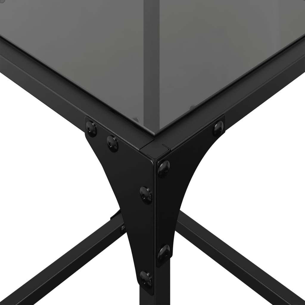 Tables basses avec plateau en verre 2 pcs. Acier noir 30x30x40 cm