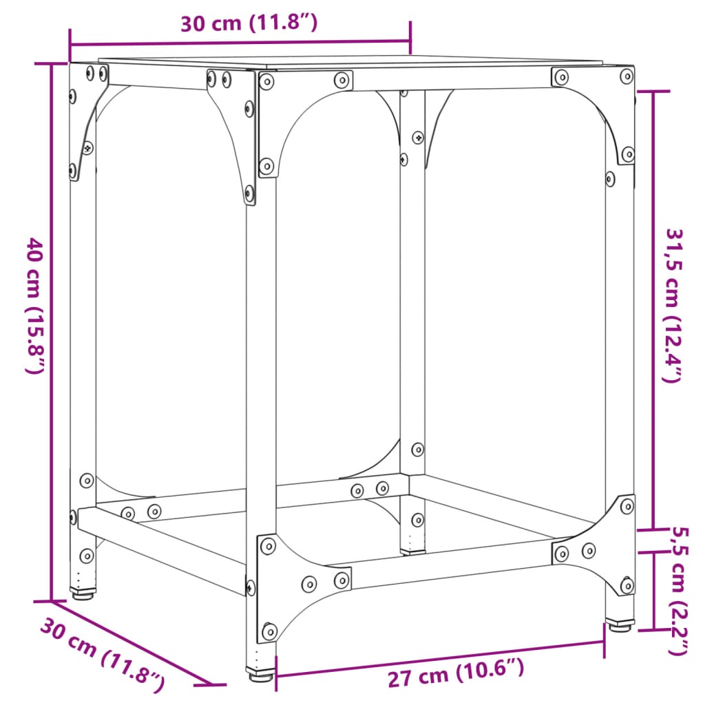 Tables basses avec plateau en verre 2 pcs. Acier noir 30x30x40 cm