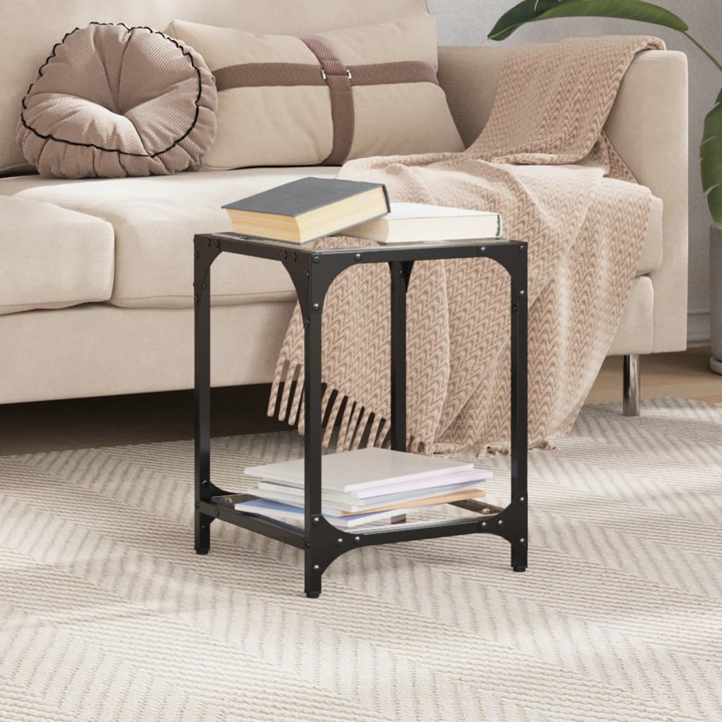 Table basse avec plateau en verre transparent 30x30x40 cm en acier