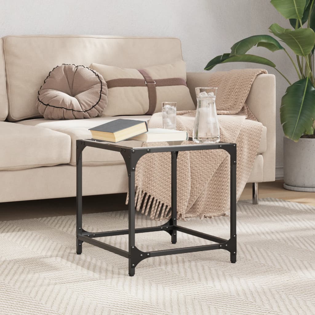 Table basse avec plateau en verre transparent 40x40x40 cm en acier