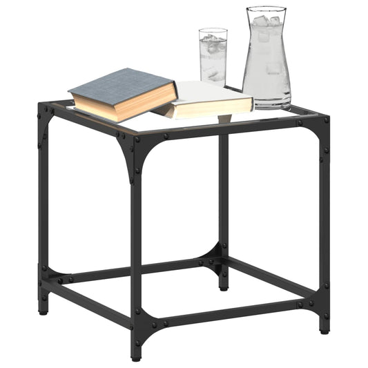 Table basse avec plateau en verre transparent 40x40x40 cm en acier