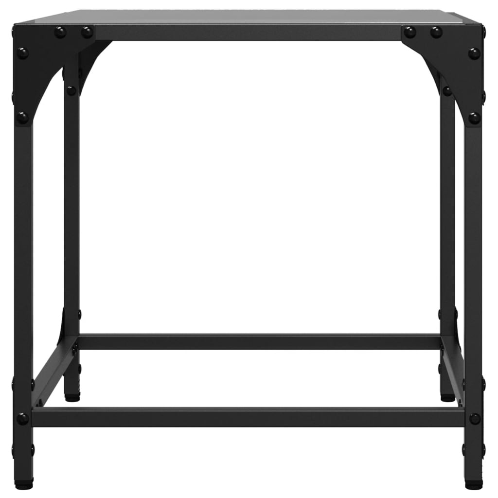 Table basse avec plateau en verre noir transparent 40x40x40 cm en acier