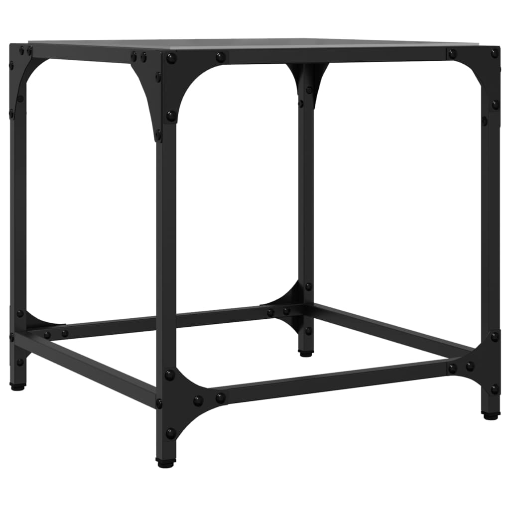 Table basse avec plateau en verre noir transparent 40x40x40 cm en acier