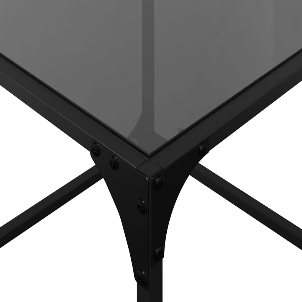 Table basse avec plateau en verre noir transparent 40x40x40 cm en acier