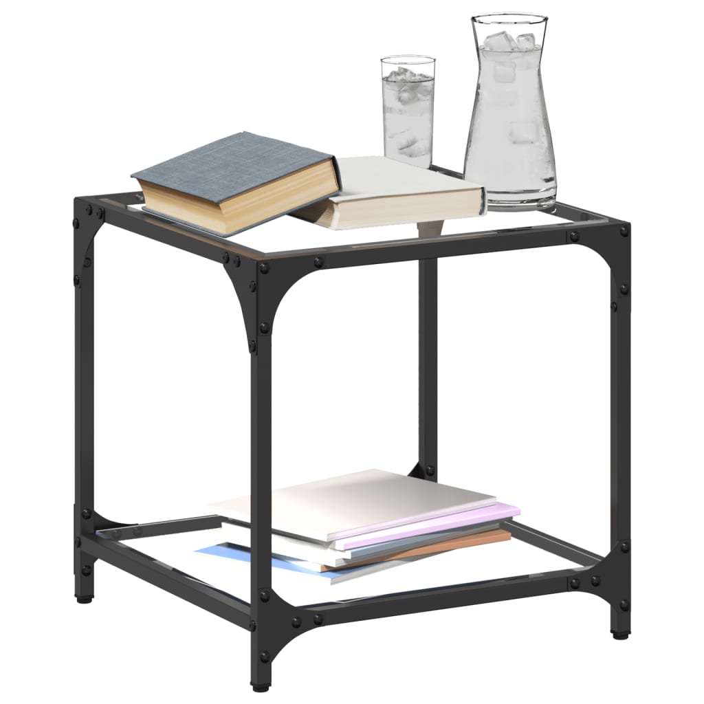 Table basse avec plateau en verre transparent 40x40x40 cm en acier