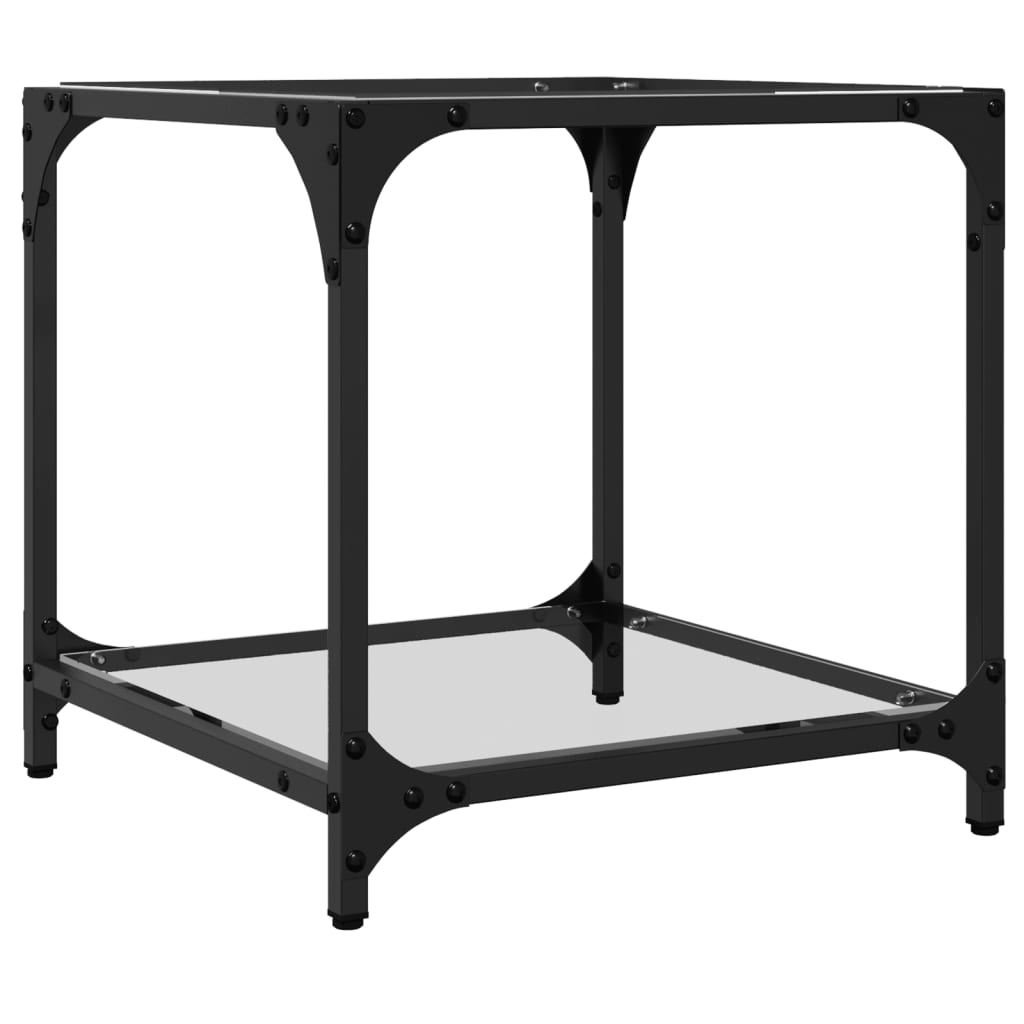 Table basse avec plateau en verre transparent 40x40x40 cm en acier