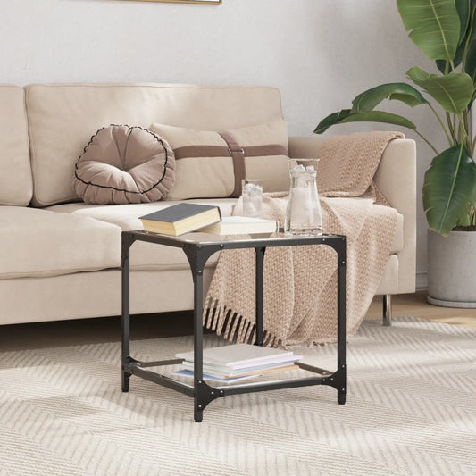 Table basse avec plateau en verre transparent 40x40x40 cm en acier