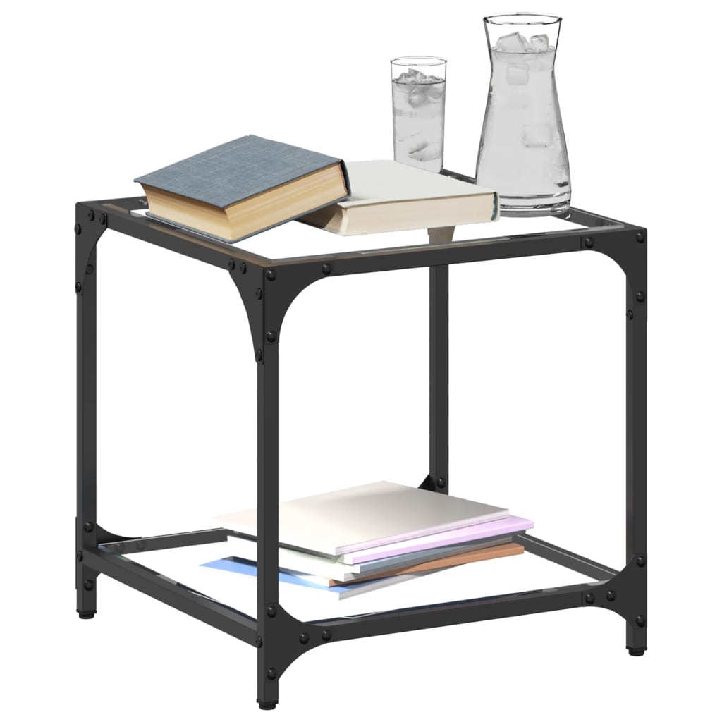 Tables basses avec plateau en verre 2 pcs. Acier transparent 40x40x40 cm