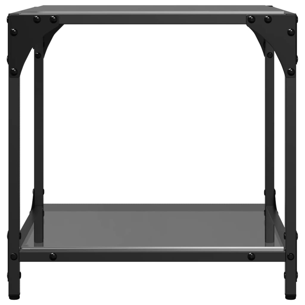 Table basse avec plateau en verre noir transparent 40x40x40 cm en acier