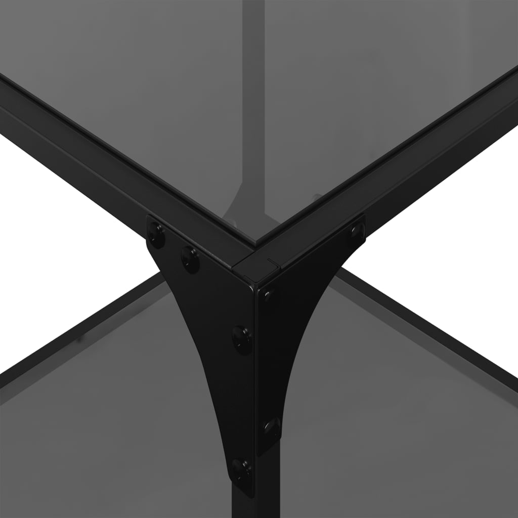 Table basse avec plateau en verre noir transparent 40x40x40 cm en acier