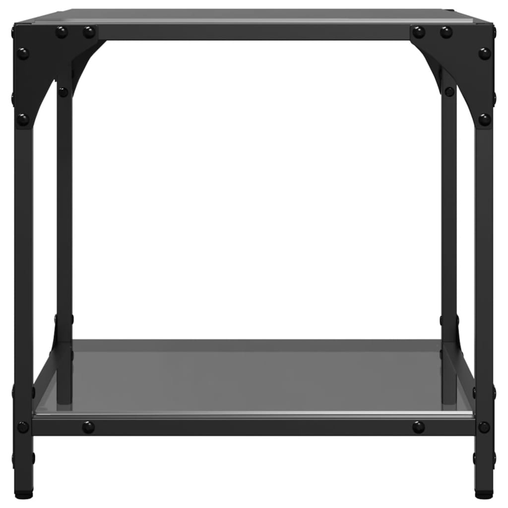 Tables basses avec plateau en verre 2 pcs. Acier noir 40x40x40 cm