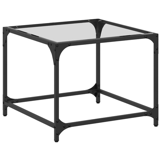 Table basse avec plateau en verre transparent 50x50x40 cm en acier