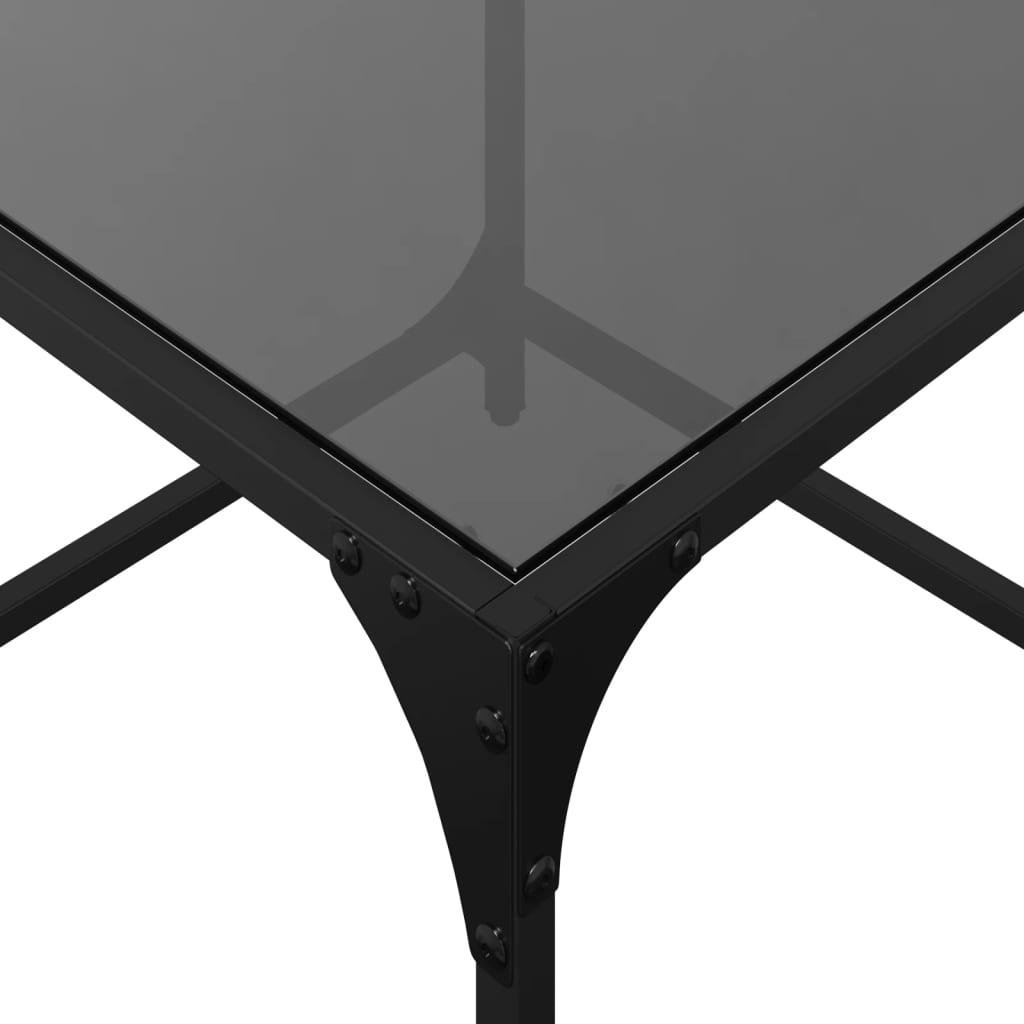 Tables basses avec plateau en verre 2 pcs. Acier noir 50x50x40 cm