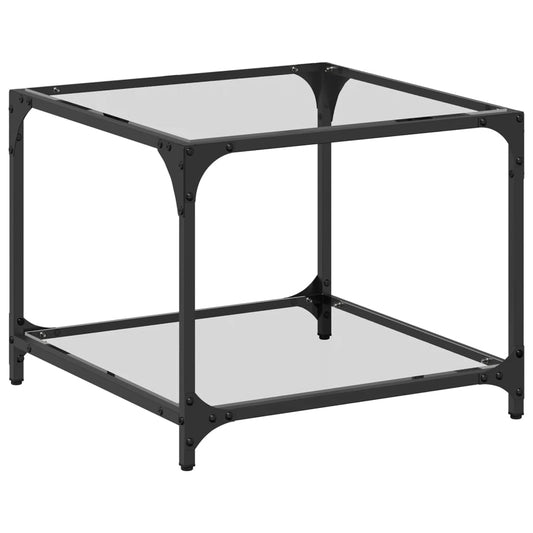 Table basse avec plateau en verre transparent 50x50x40 cm en acier