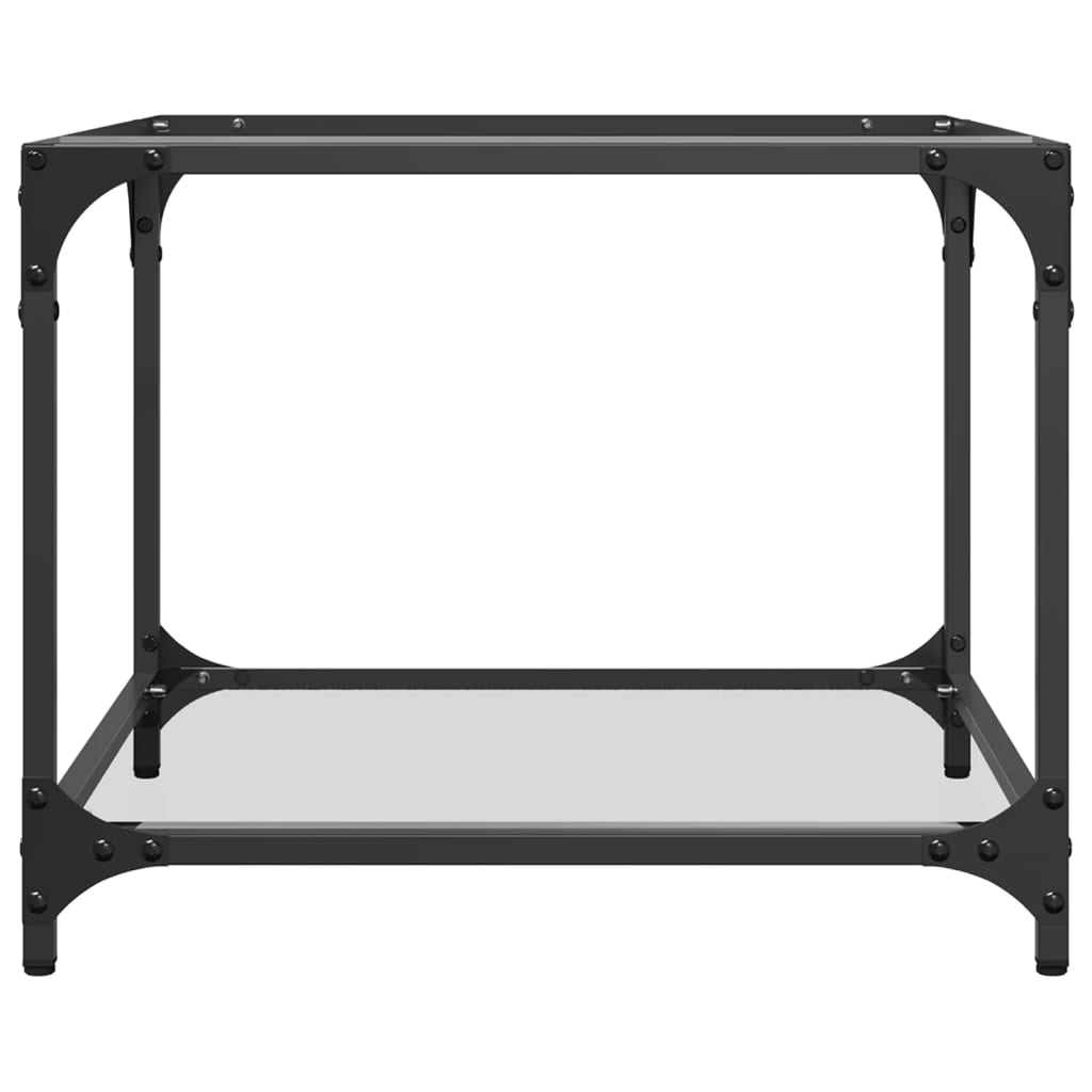 Table basse avec plateau en verre transparent 50x50x40 cm en acier