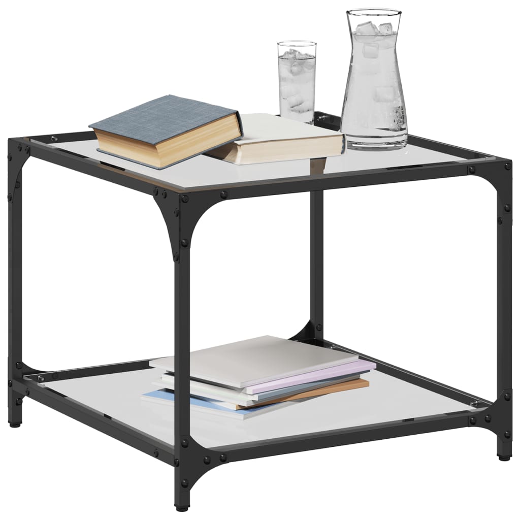 Tables basses avec plateau en verre 2 pcs. Acier transparent 50x50x40 cm