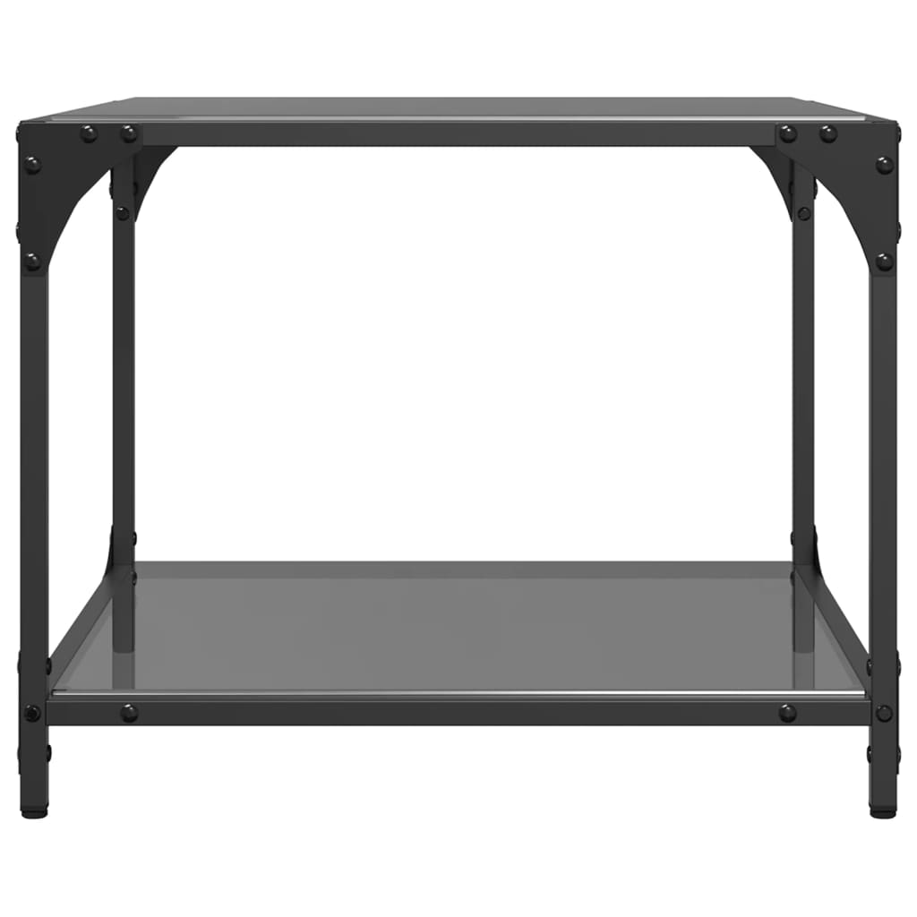 Tables basses avec plateau en verre 2 pcs. Acier noir 50x50x40 cm