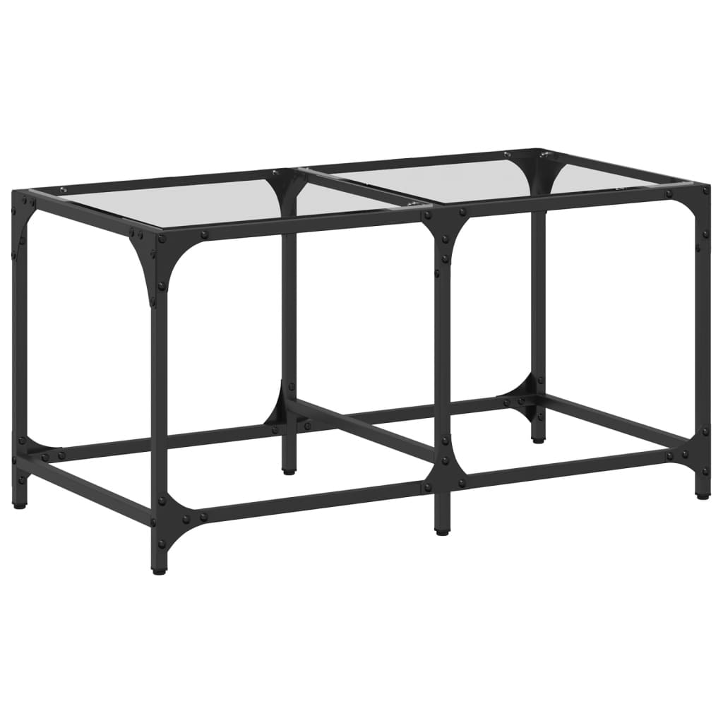Table basse avec plateau en verre transparent 78,5x40x40 cm en acier