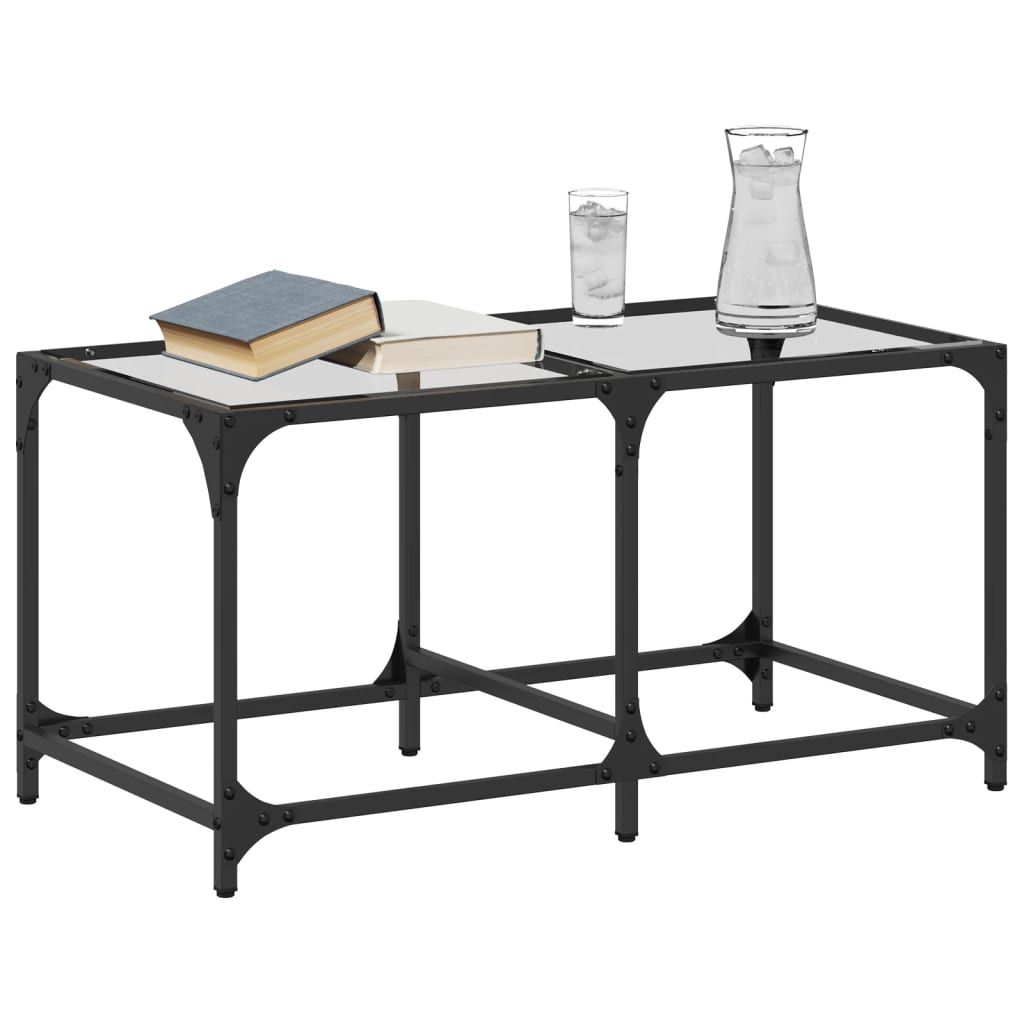Table basse avec plateau en verre transparent 78,5x40x40 cm en acier