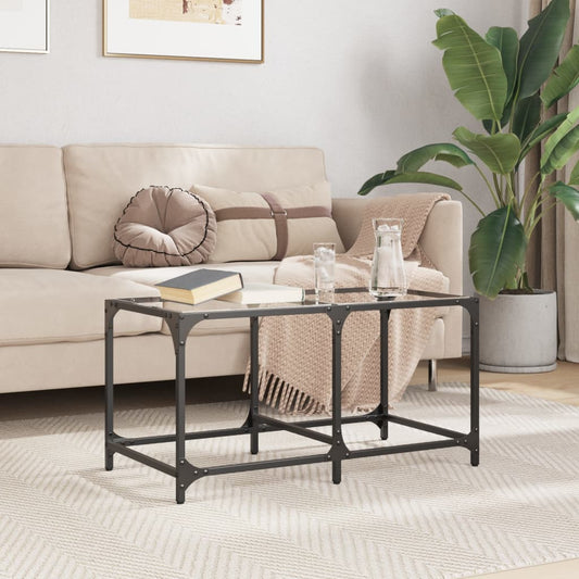 Table basse avec plateau en verre transparent 78,5x40x40 cm en acier