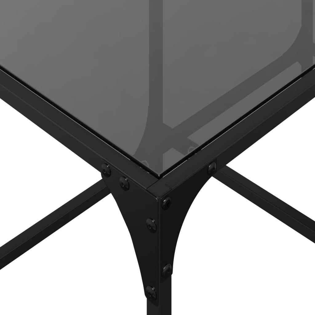 Table basse avec plateau en verre noir 78,5x40x40 cm acier