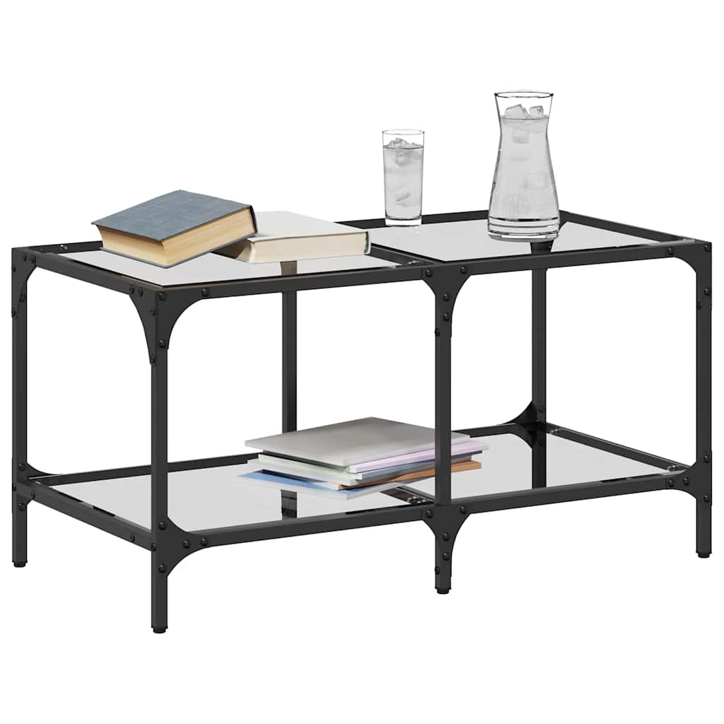 Table basse avec plateau en verre transparent 78,5x40x40 cm en acier