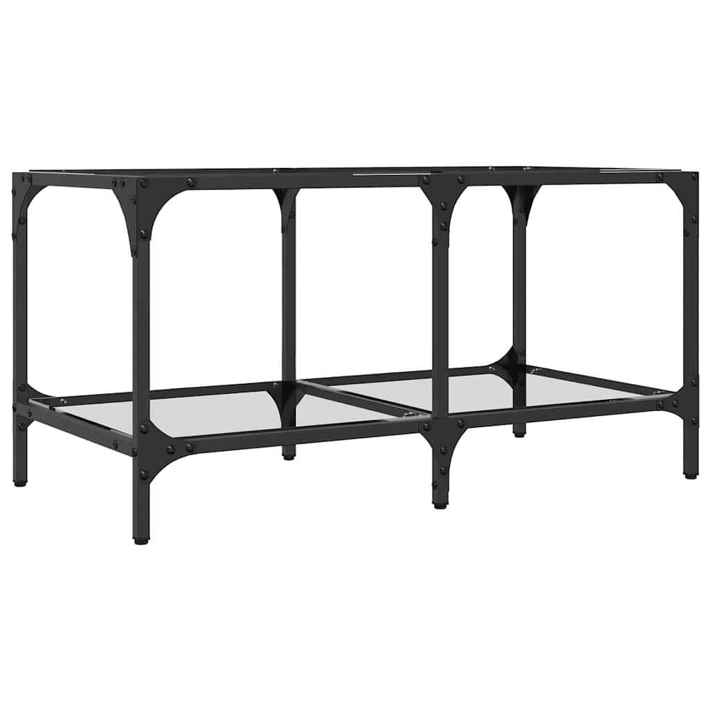 Table basse avec plateau en verre transparent 78,5x40x40 cm en acier