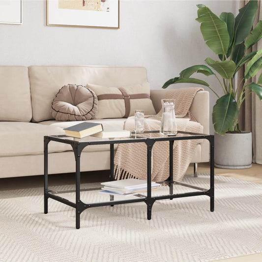 Table basse avec plateau en verre transparent 78,5x40x40 cm en acier
