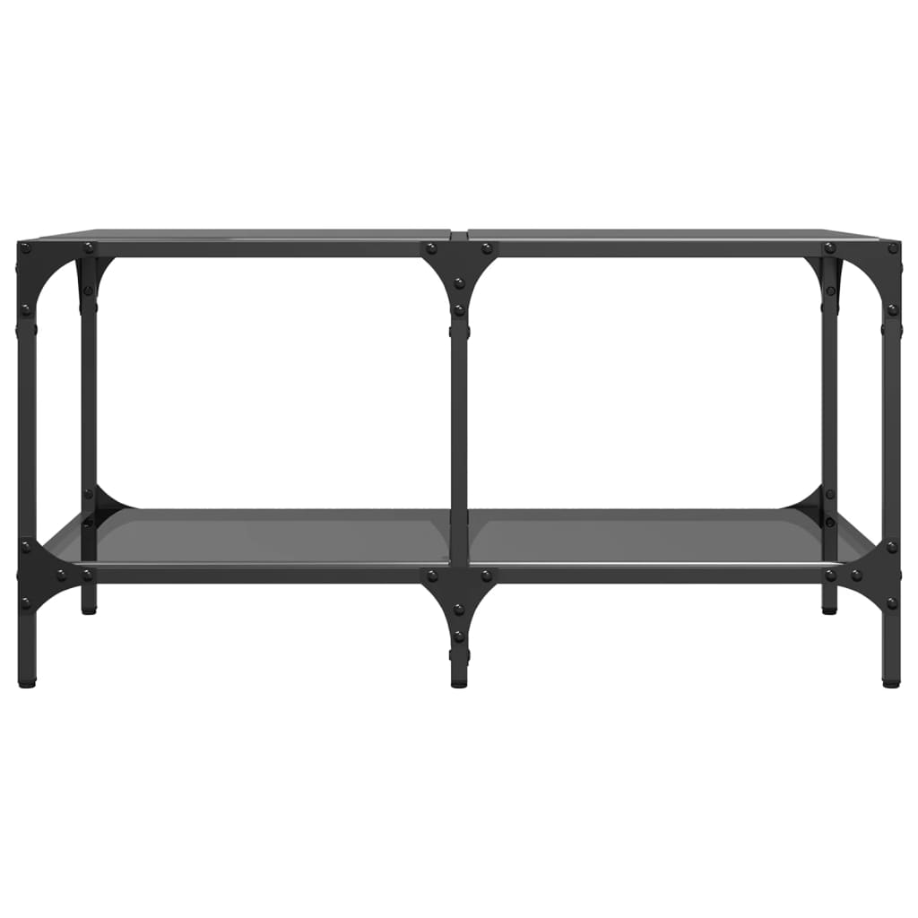 Table basse avec plateau en verre noir 78,5x40x40 cm acier