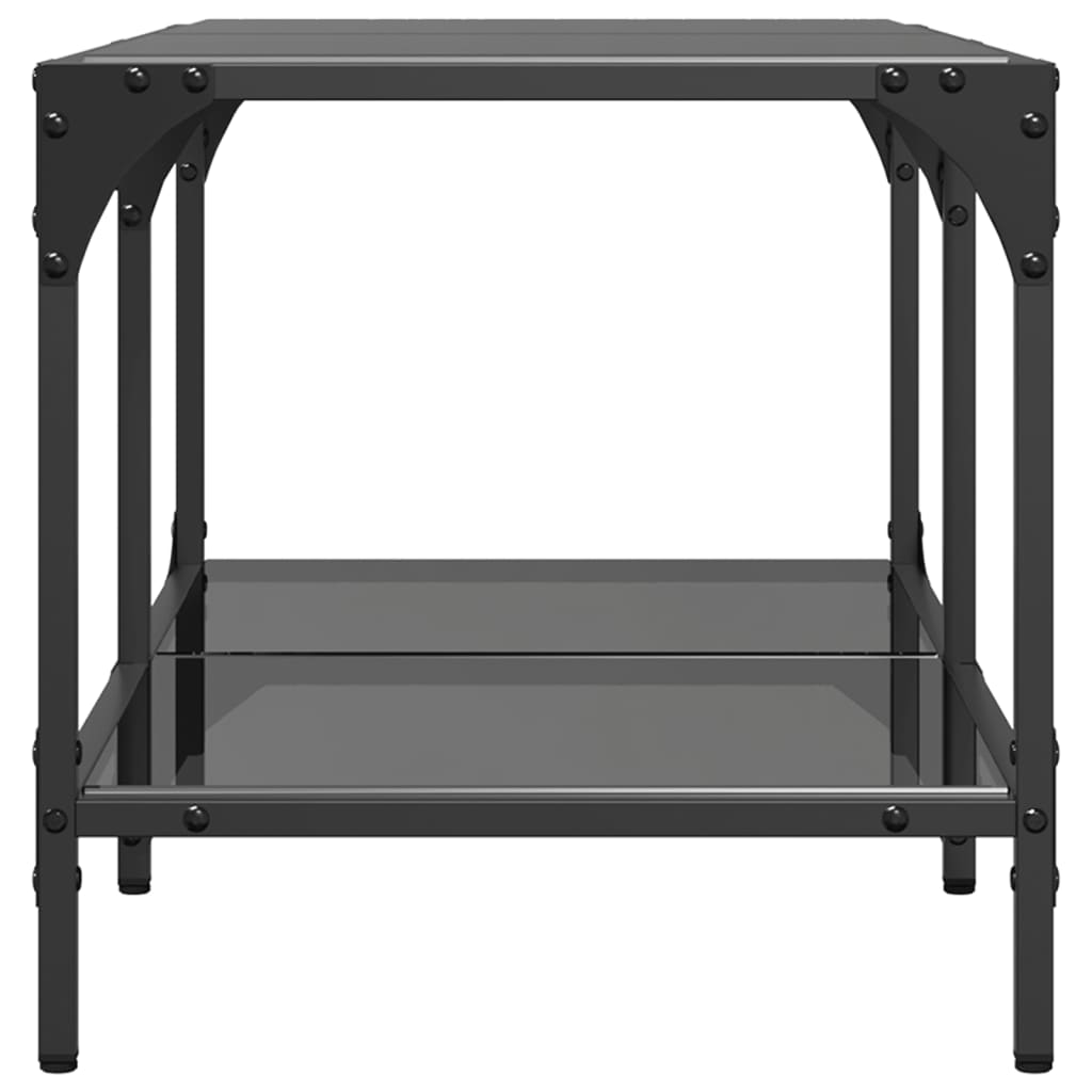 Table basse avec plateau en verre noir 78,5x40x40 cm acier