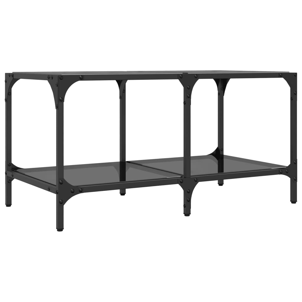 Table basse avec plateau en verre noir 78,5x40x40 cm acier