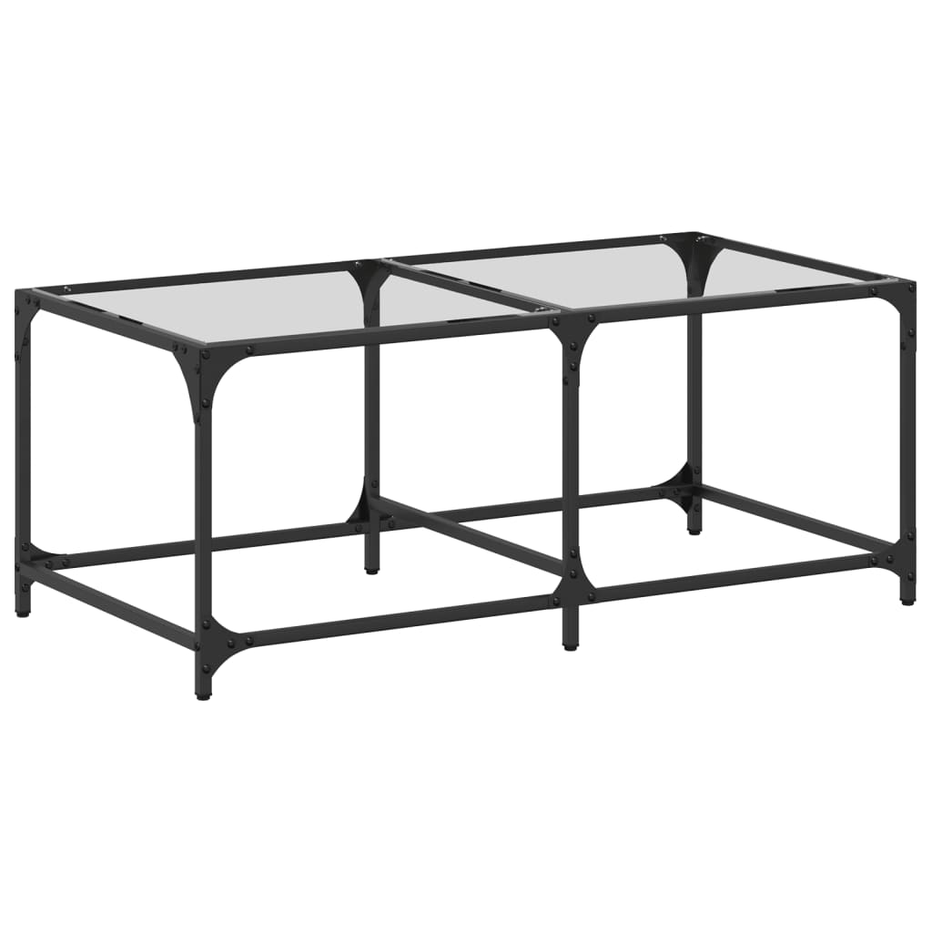Table basse avec plateau en verre transparent 98,5x50x40 cm en acier