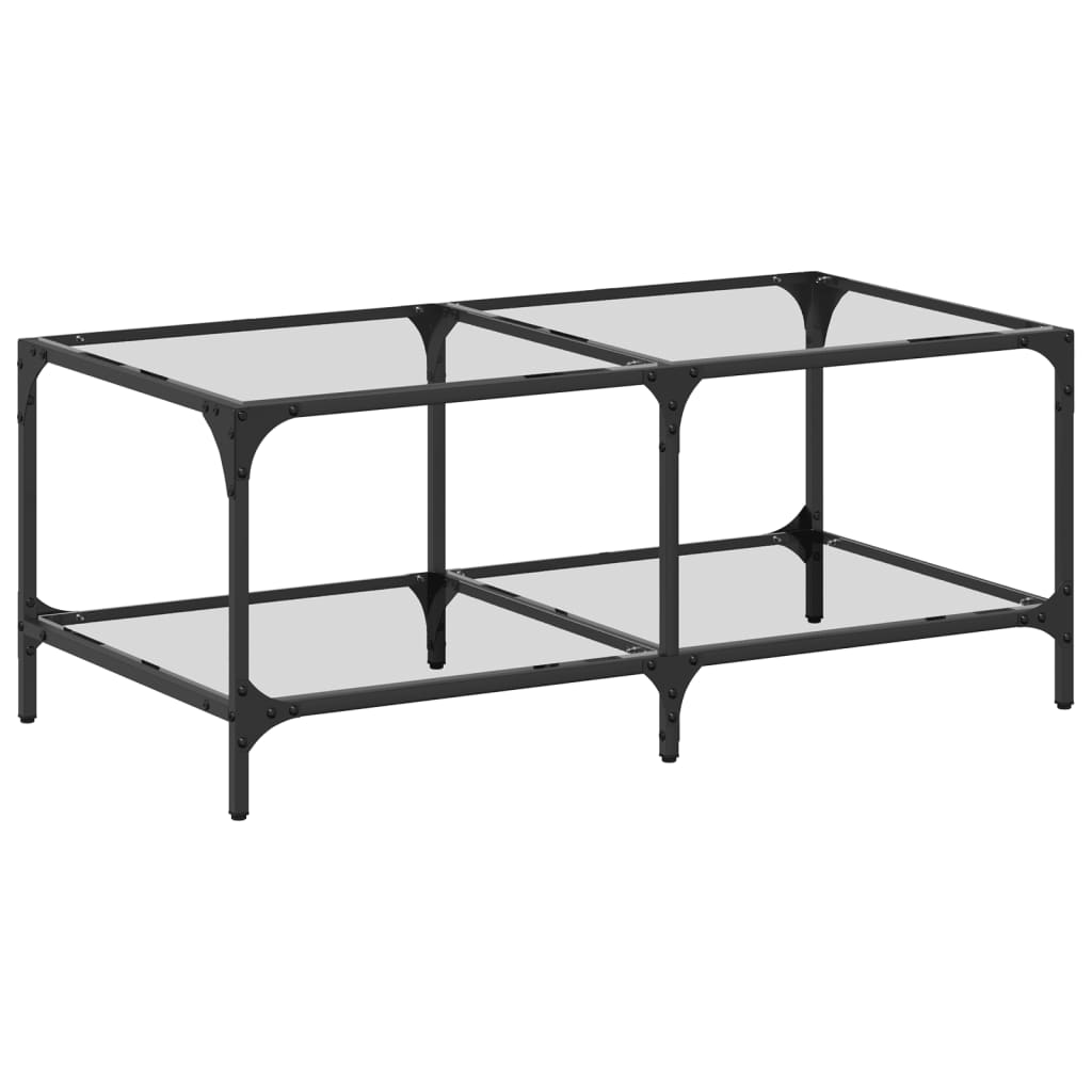 Table basse avec plateau en verre transparent 98,5x50x40 cm en acier