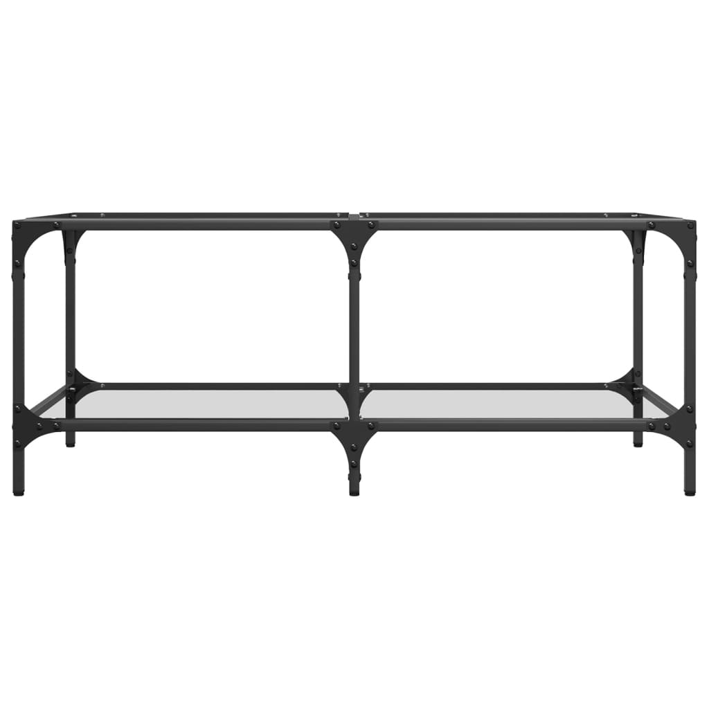 Table basse avec plateau en verre transparent 98,5x50x40 cm en acier
