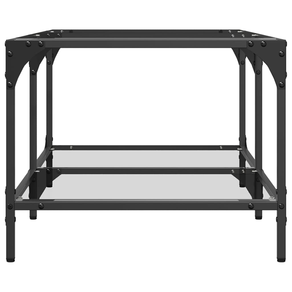 Table basse avec plateau en verre transparent 98,5x50x40 cm en acier