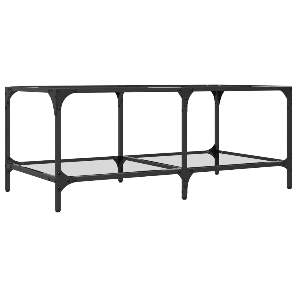 Table basse avec plateau en verre transparent 98,5x50x40 cm en acier