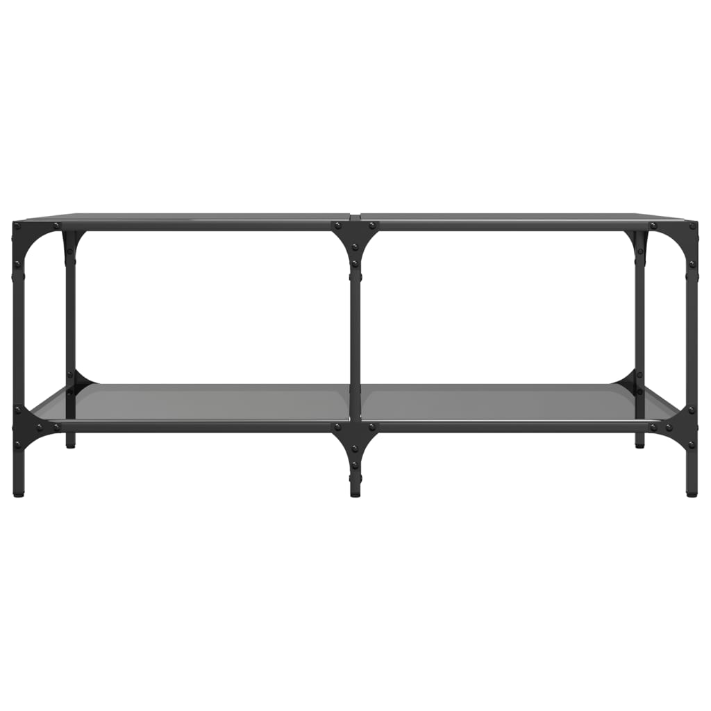 Table basse avec plateau en verre noir 98,5x50x40 cm en acier