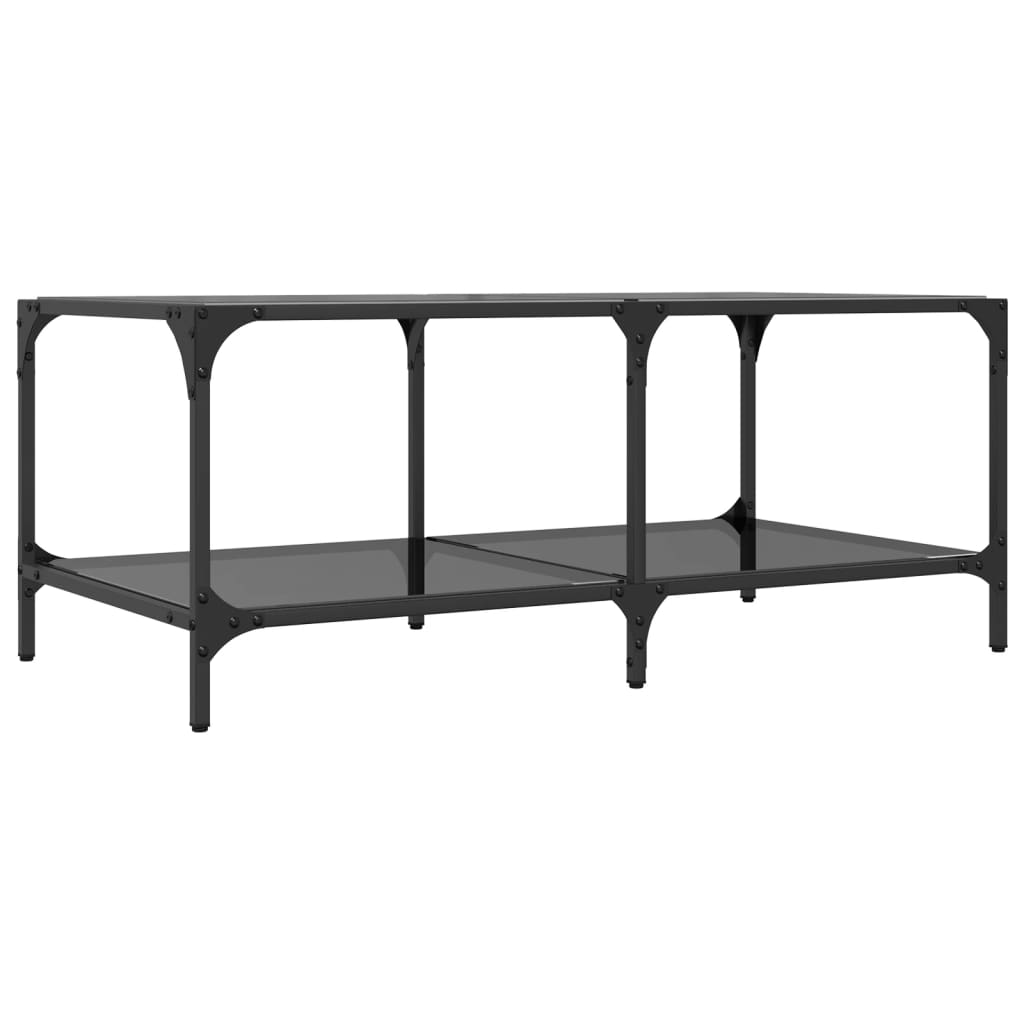 Table basse avec plateau en verre noir 98,5x50x40 cm en acier