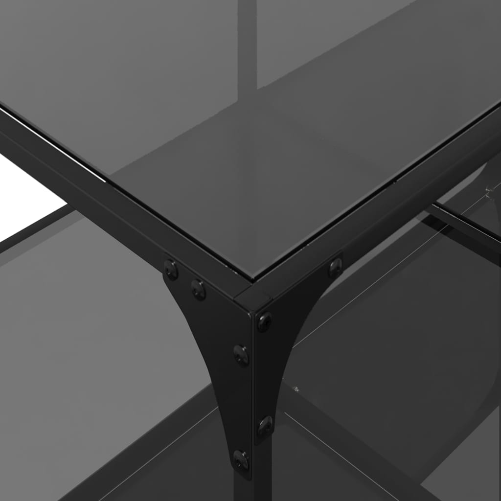 Table basse avec plateau en verre noir 98,5x50x40 cm en acier